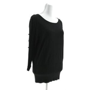 Objects Dart Black Sweater with Button Detailing - Women's Size XL - Chic
